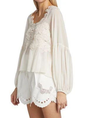 商品Self Portrait|Macramé Lace-Embellished Top,价格¥1425,第3张图片详细描述