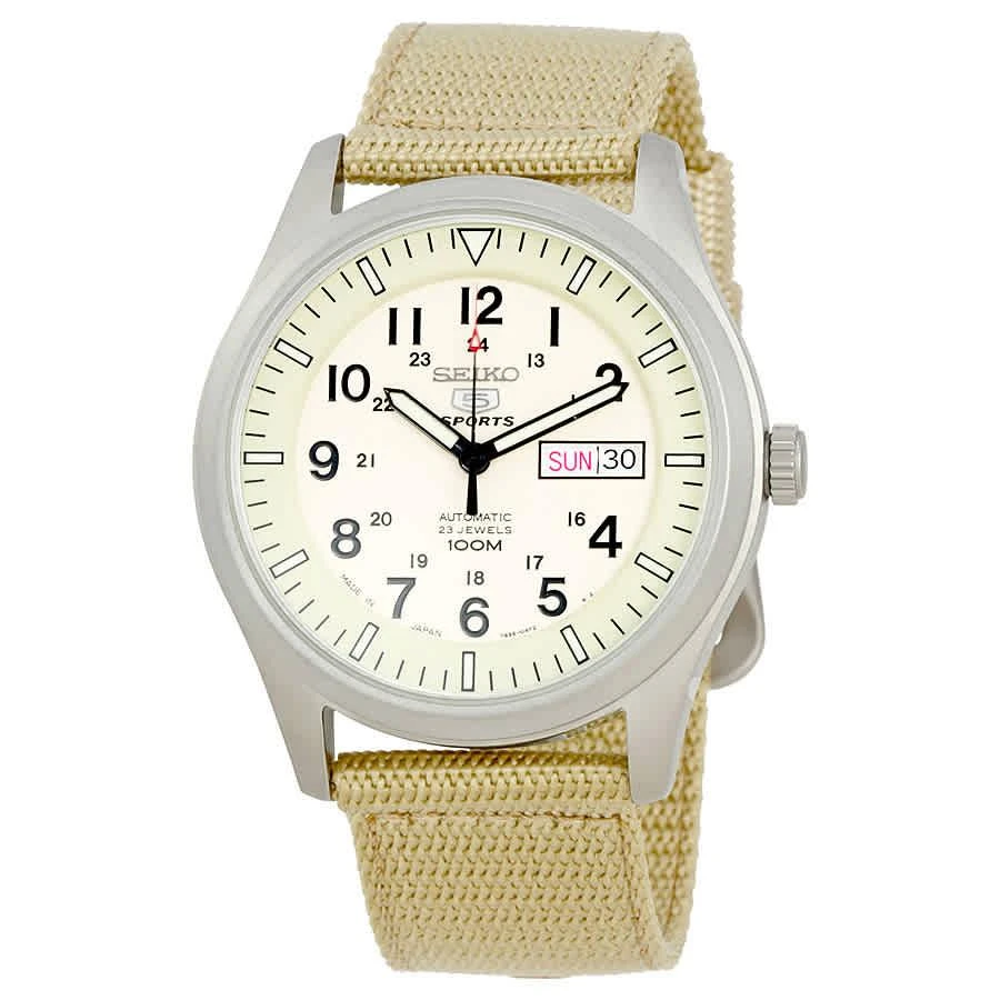 商品Seiko|Seiko 5 Automatic Beige Dial Mens Watch SNZG07J1,价格¥1107,第1张图片