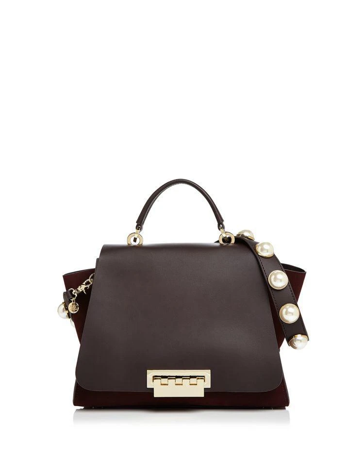 商品Zac Posen|Eartha Iconic Faux-Pearl Strap Leather & Suede Satchel  ,价格¥2776,第1张图片