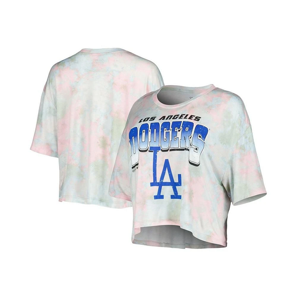 商品Majestic|Women's Threads Los Angeles Dodgers Cooperstown Collection Tie-Dye Boxy Cropped Tri-Blend T-shirt,价格¥275,第1张图片