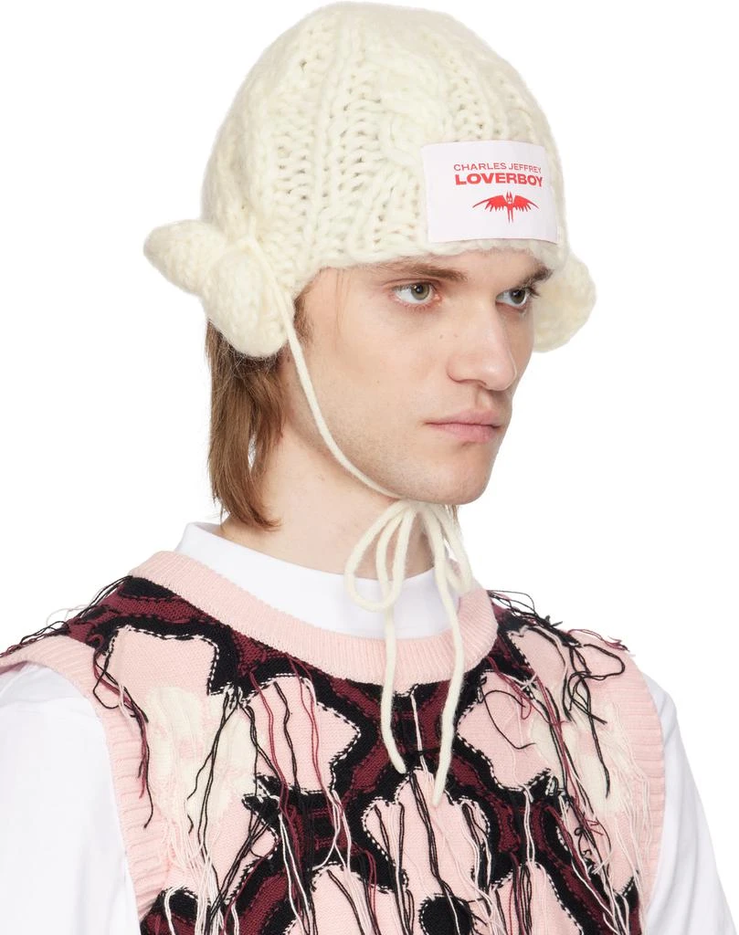商品Charles Jeffrey Loverboy|White Chunky Aviator Beanie,价格¥590,第2张图片详细描述