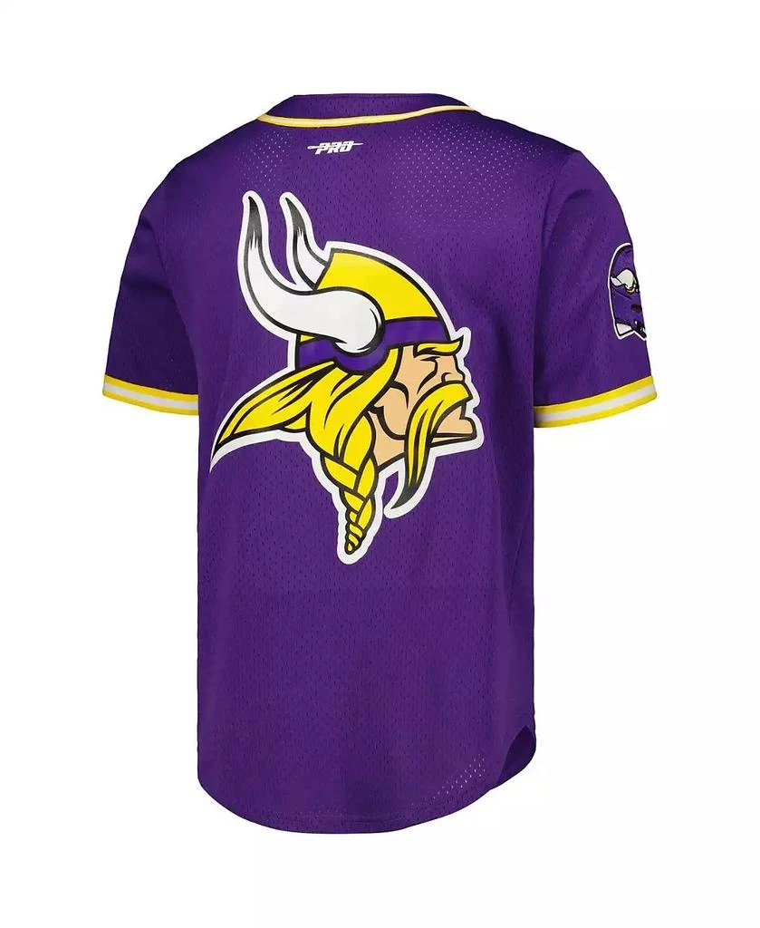 商品Pro Standard|Men's Justin Jefferson Purple Minnesota Vikings Mesh Baseball Button-Up T-shirt,价格¥827,第2张图片详细描述