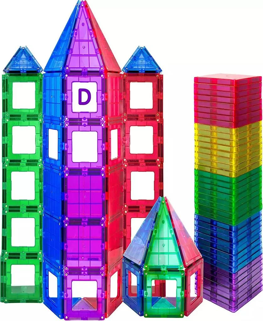 商品Play22|Magnetic Tiles Building Blocks 113 Pieces Set with Insert Alphabet Cards,价格¥616,第4张图片详细描述