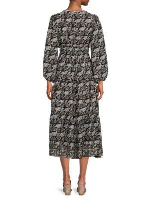 ​Floral Shirred Midi Dress商品第2张图片规格展示