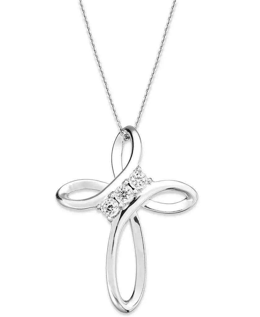 商品TruMiracle|Diamond Cross Pendant Necklace in Sterling Silver (1/10 ct. t.w.),价格¥4543,第1张图片