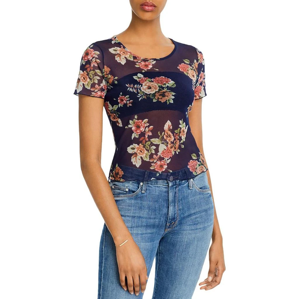 商品AQUA|Aqua Womens Sheer Floral Blouse,价格¥39,第1张图片