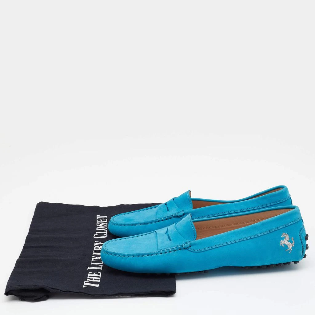 Tod's for Ferrari Blue Nubuck Leather Slip On Loafers Size 38 商品