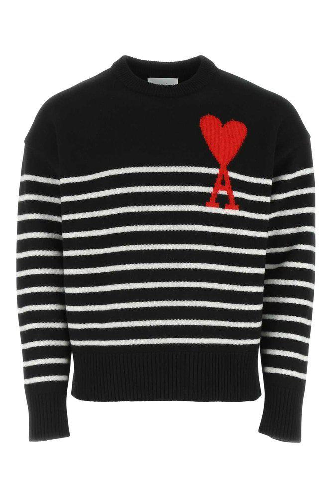 商品AMI|AMI Paris Ami de Coeur Striped Crewneck Knitted Jumper,价格¥2508,第1张图片