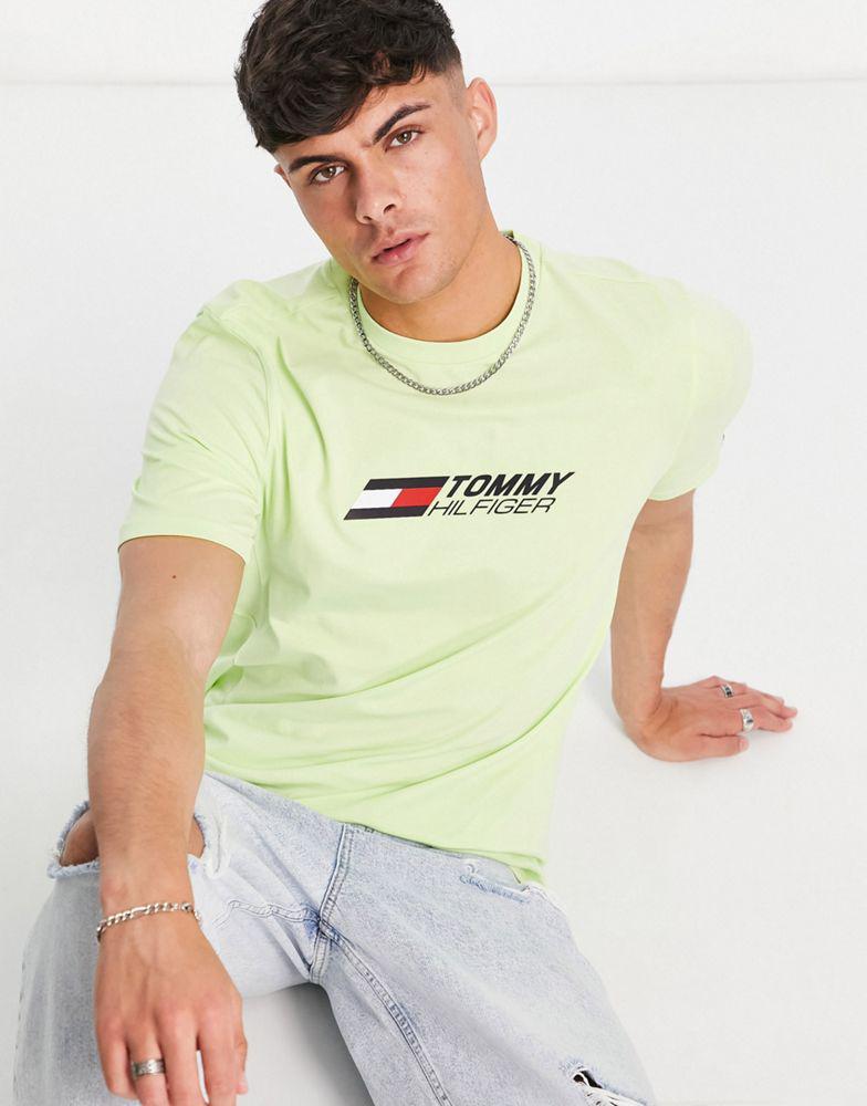 Tommy Hilfiger Performance essentials cotton big logo t-shirt in yellow - YELLOW商品第1张图片规格展示
