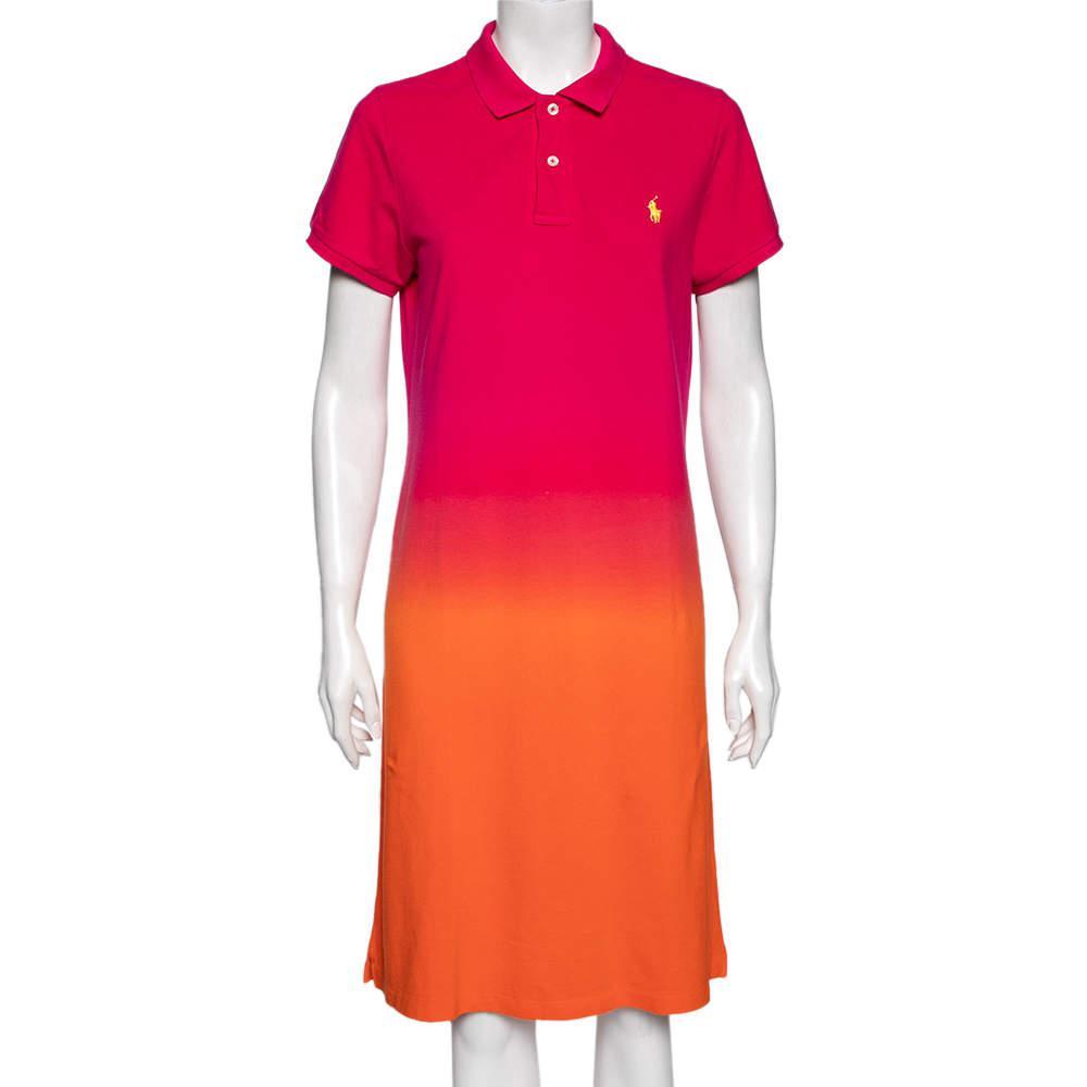 商品[二手商品] Ralph Lauren|Ralph Lauren Pink Ombre Cotton Pique Short Sleeve Polo Dress XL,价格¥868,第1张图片