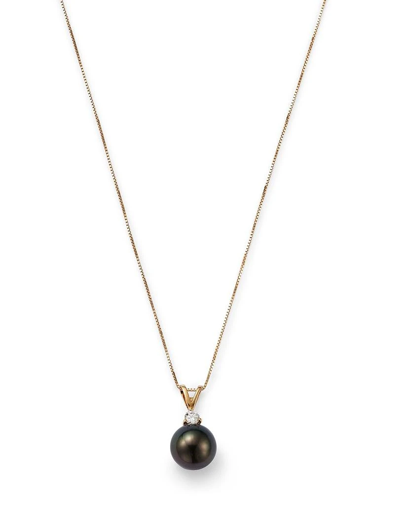 商品Bloomingdale's|Tahitian Black Cultured Pearl & Diamond Pendant Necklace in 14K Yellow Gold, 18" - 100% Exclusive,价格¥9528,第1张图片