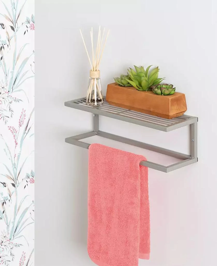 Steel Slatted Bathroom Shelf with Towel Bar 商品