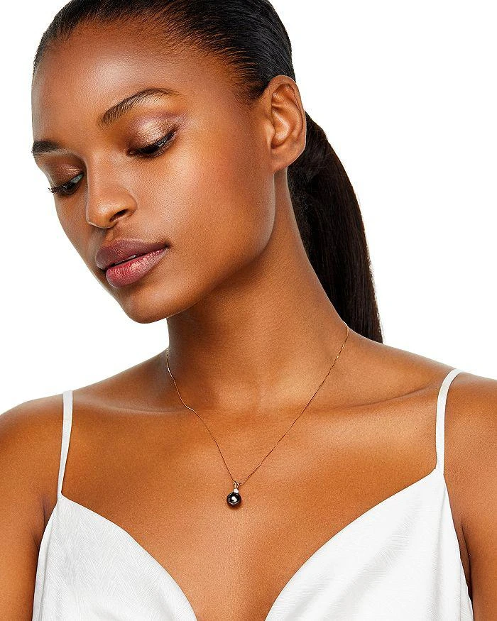 商品Bloomingdale's|Tahitian Black Cultured Pearl & Diamond Pendant Necklace in 14K Yellow Gold, 18" - 100% Exclusive,价格¥9528,第2张图片详细描述