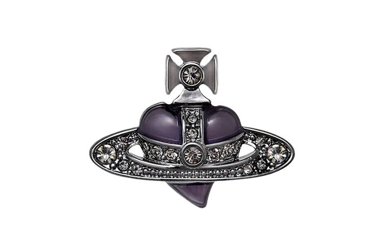 商品[国内直发] Vivienne Westwood|New Diamante 男士钻石心形 钻石 单只 耳钉 男款 青铜色,价格¥1222,第1张图片