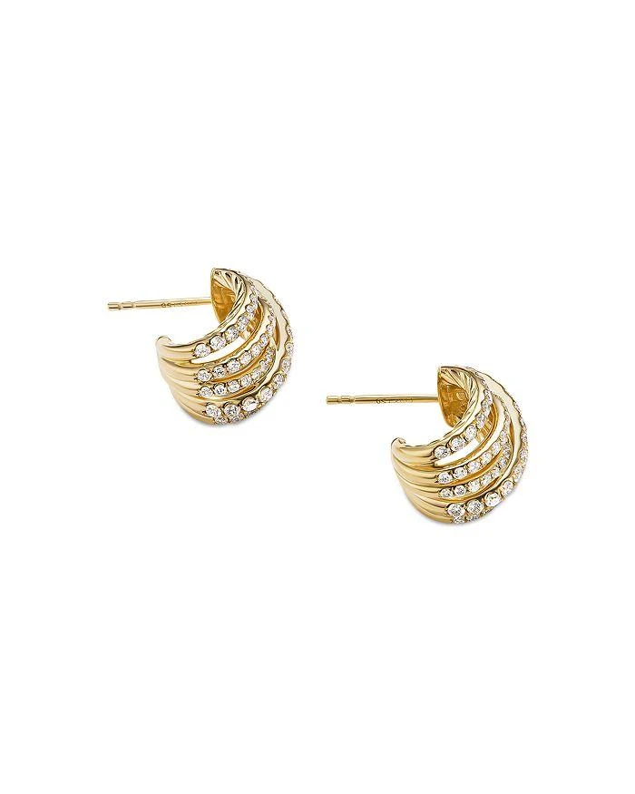 商品David Yurman|18K Yellow Gold Diamond Pavé Crossover Curved Earrings,价格¥43176,第2张图片详细描述