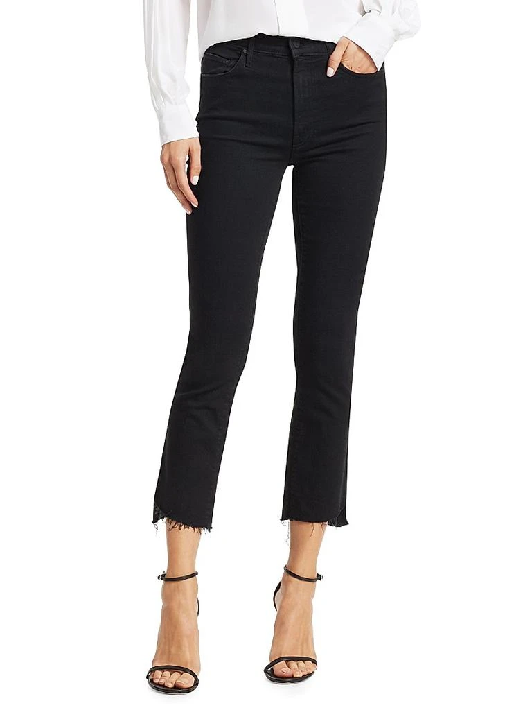 商品MOTHER|The Insider Mid-Rise Frayed Step-Hem Stretch Crop Jeans,价格¥1698,第1张图片