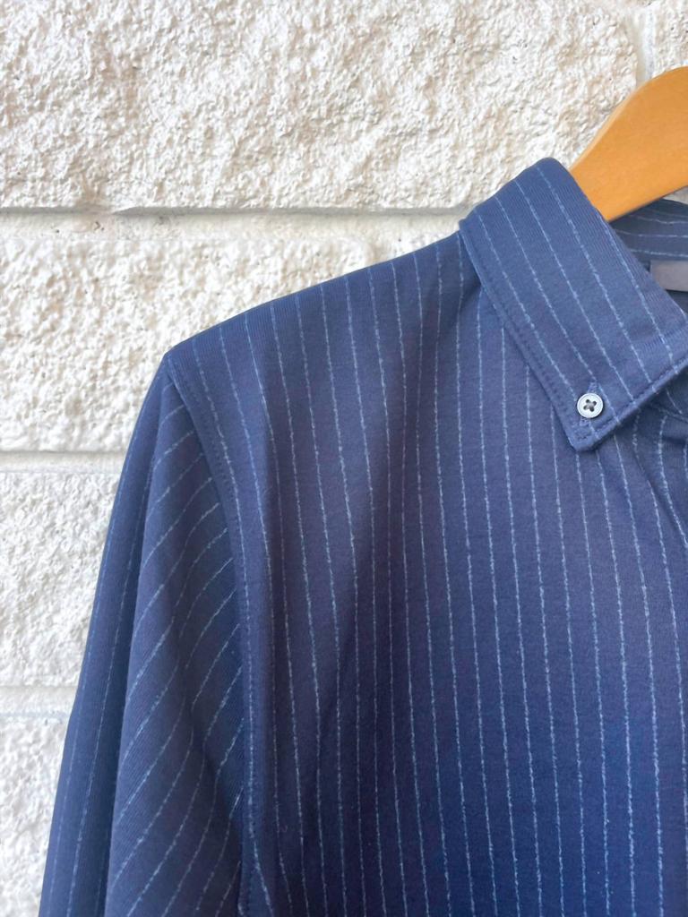 Vertical Stripe Long Sleeve Button Down Shirt in Coastal Carbon商品第5张图片规格展示