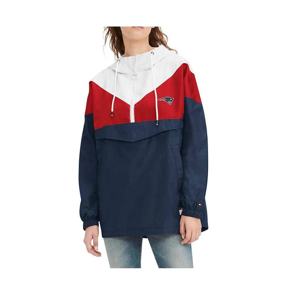 商品Tommy Hilfiger|Women's White, Red New England Patriots Staci Half-Zip Hoodie Windbreaker Jacket,价格¥715,第1张图片