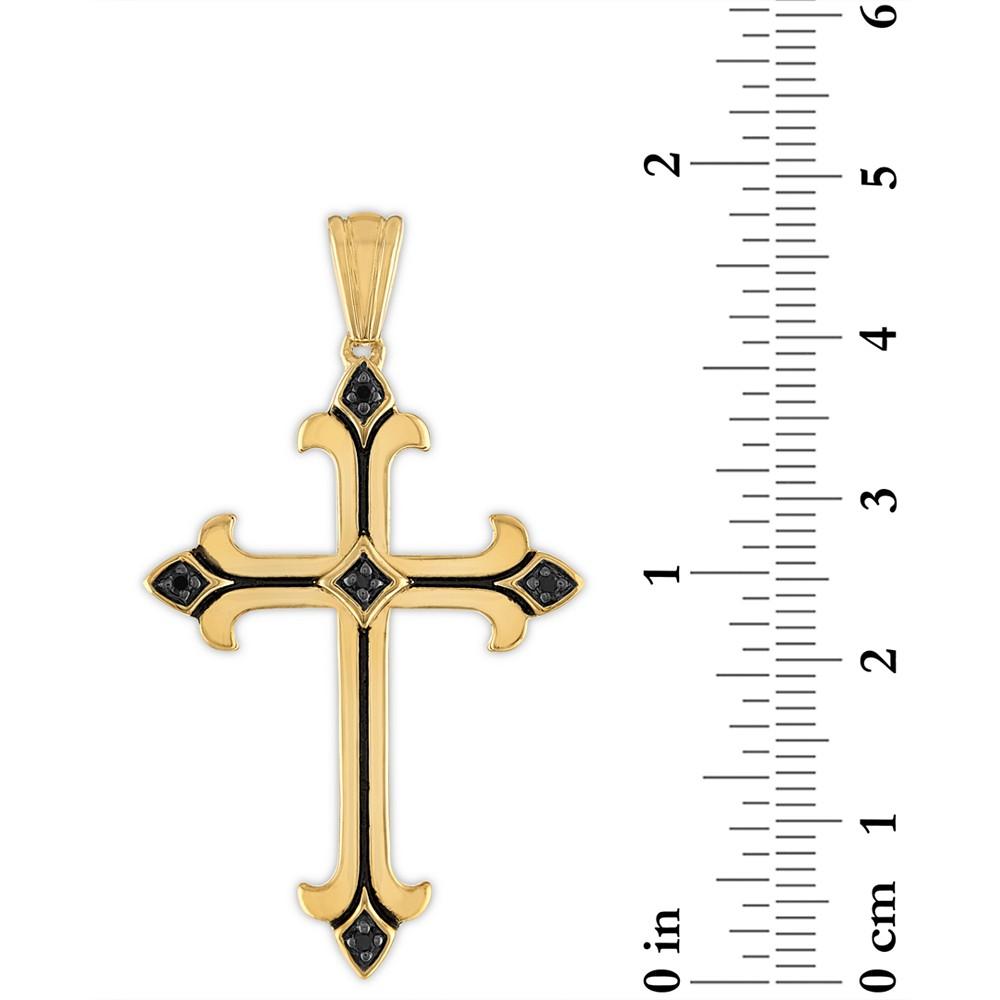 Black Cubic Zirconia Cross Pendant in 14k Gold-Plated Sterling Silver, Created for Macy's商品第3张图片规格展示