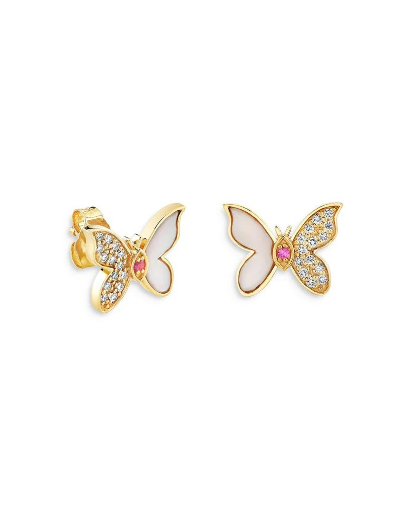 商品Sydney Evan|Wicked x Sydney Evan 14K Yellow Gold Glinda Pink Sapphire & Diamond Butterfly Stud Earrings,价格¥14975,第1张图片