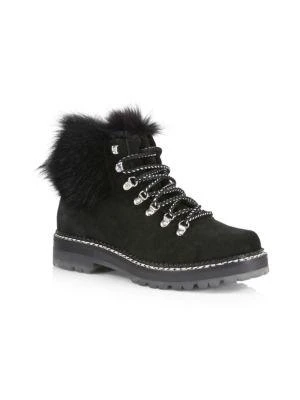 商品Montelliana 1965|Clara Suede Fur-Trimmed Hiking Boots,价格¥2505,第2张图片详细描述