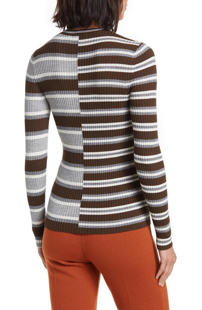 商品Theory|Multi Stripe Print Ribbed Knit Wool Sweater,价格¥671,第4张图片详细描述