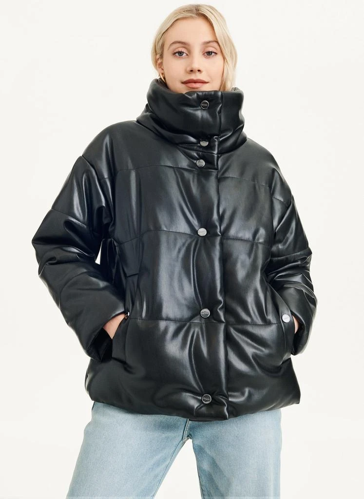 DKNY Faux Leather Puffer Jacket 3