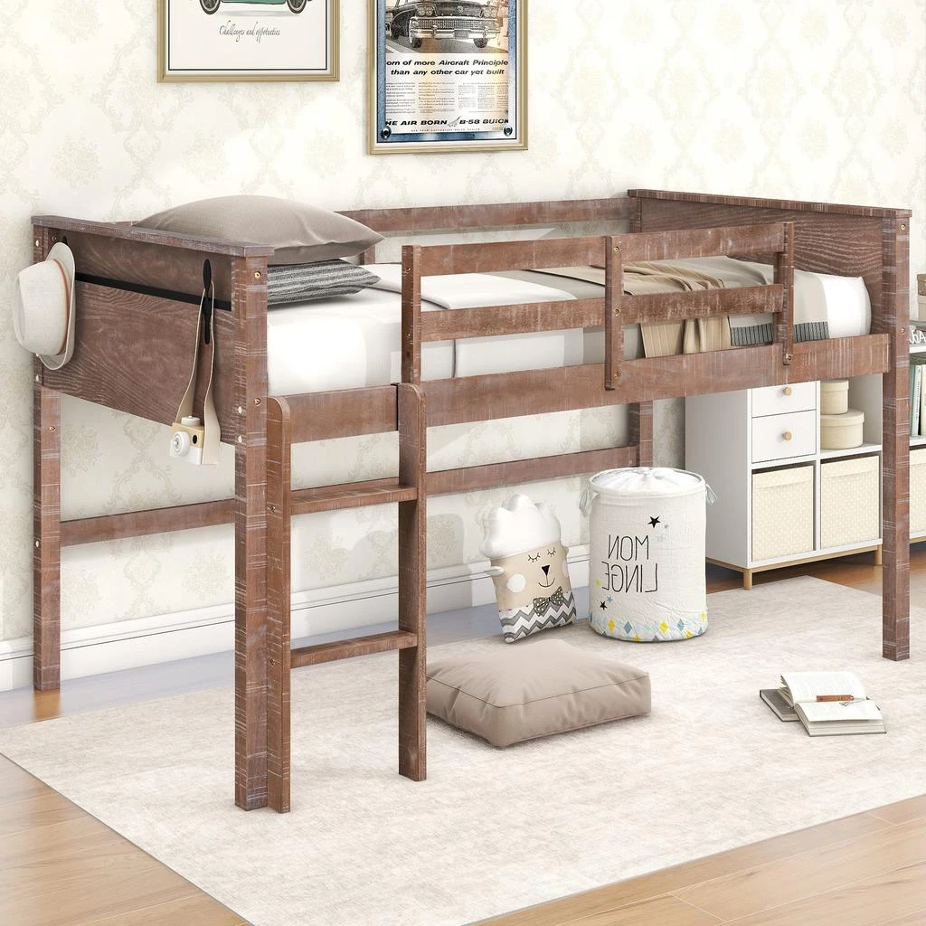 商品Simplie Fun|Wood Twin Size Loft Bed,价格¥3461,第1张图片
