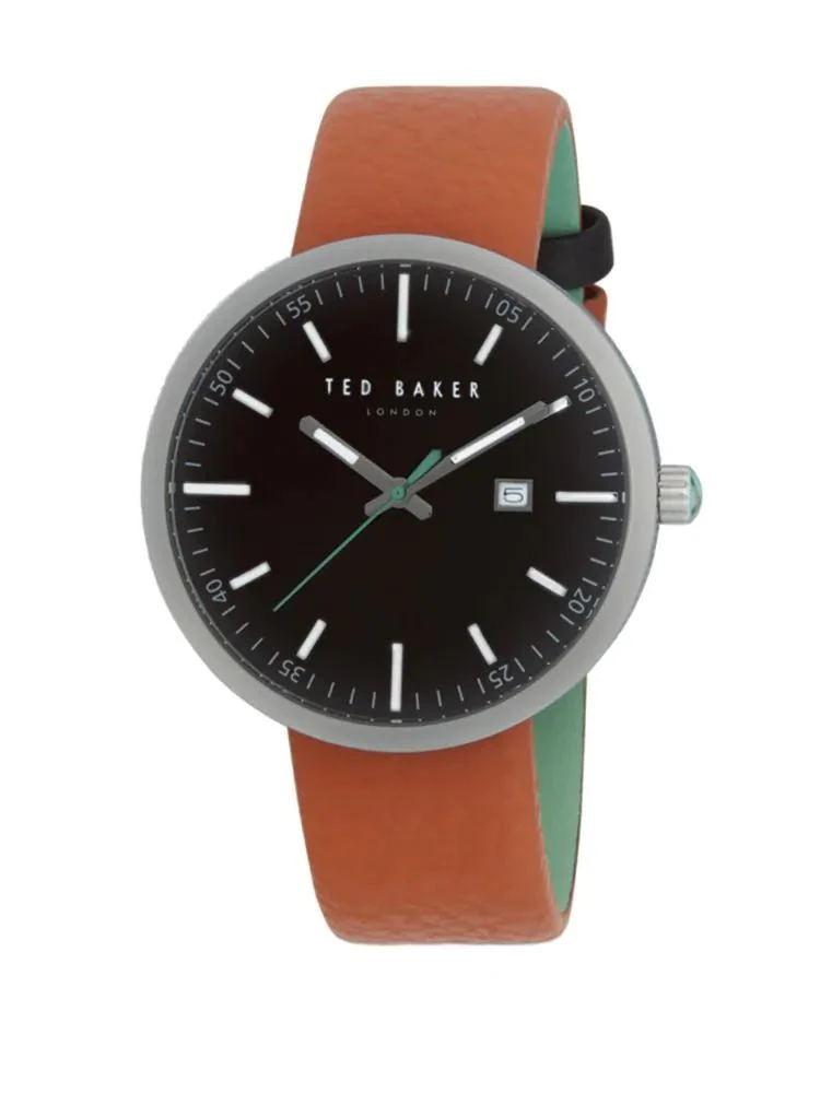 商品Ted Baker London|Polished Stainless Steel Leather Strap Watch,价格¥711,第1张图片