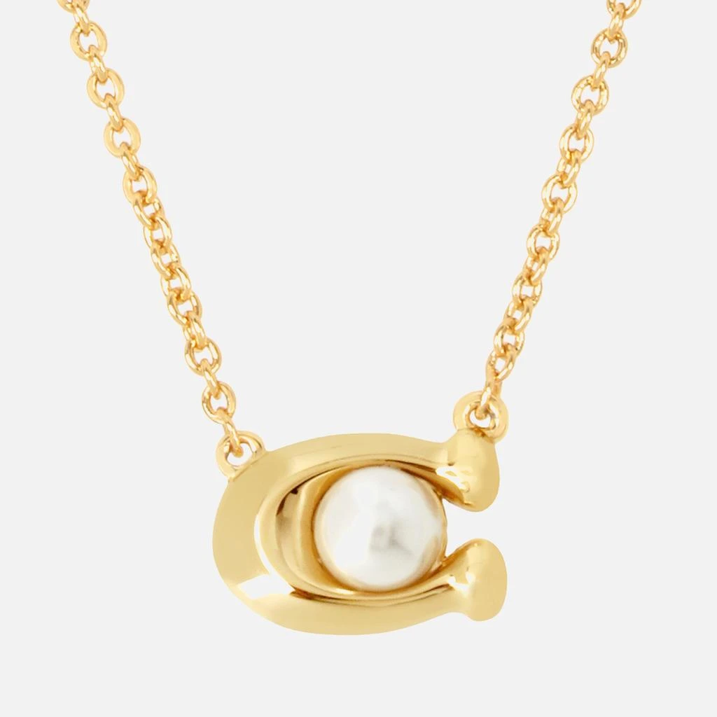 商品Coach|Pearl Signature Gold-Tone Pendant Necklace,价格¥761,第2张图片详细描述