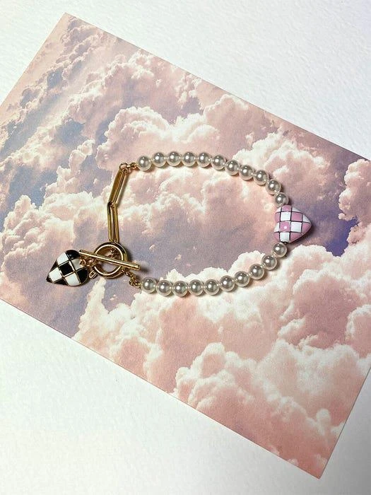 商品Tatiana|Heart Checkboard Pearl Bracelet_BR1028,价格¥505,第4张图片详细描述