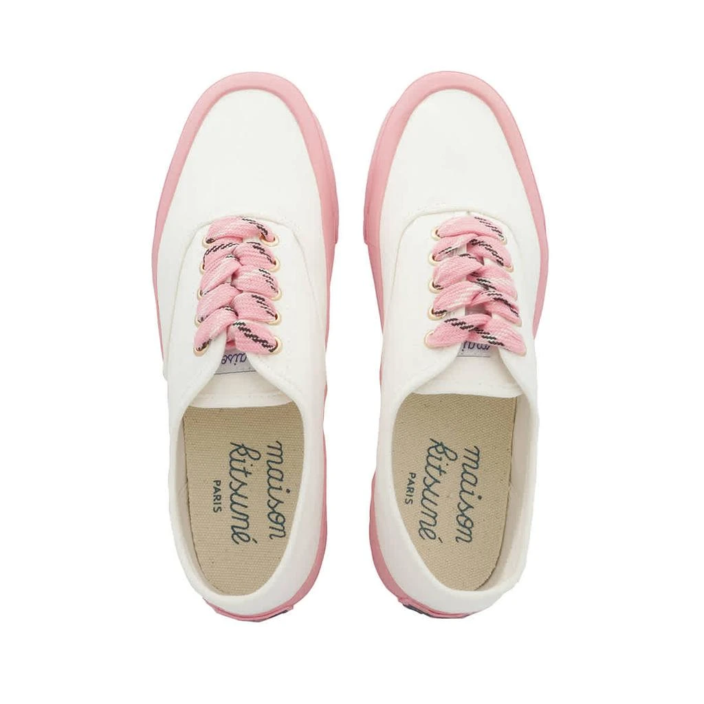 商品Maison Kitsune|Ladies White Canvas Lace-up Sneakers,价格¥825,第3张图片详细描述