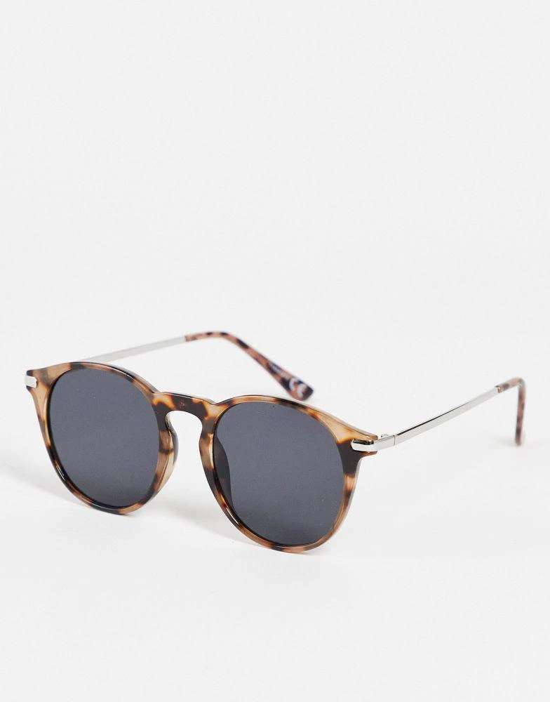 商品ASOS|ASOS DESIGN marble tort round sunglasses with metal arms,价格¥98,第1张图片