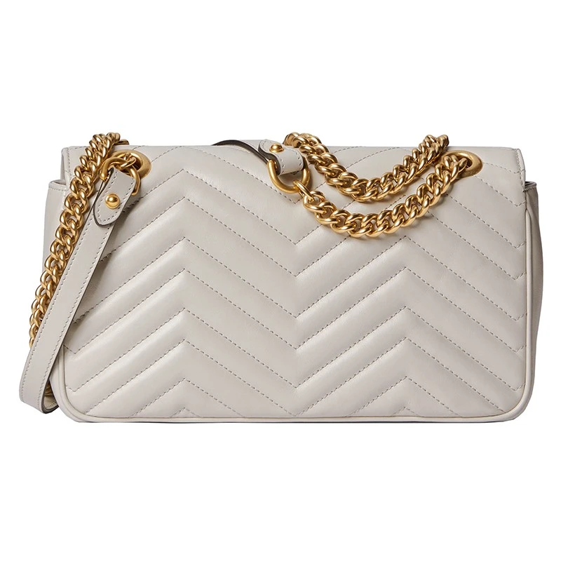 商品Gucci|【预售3-7天】GUCCI/古驰24新款 马蒙系列女士小号灰色皮革翻盖单肩包,价格¥19042,第4张图片详细描述