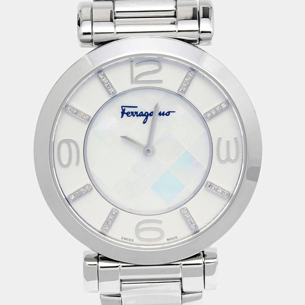 商品[二手商品] Salvatore Ferragamo|Salvatore Ferragamo Mother of Pearl Diamond Stainless Steel Gancino Deco FG3050014 Women's Wristwatch 39 mm,价格¥3217,第3张图片详细描述