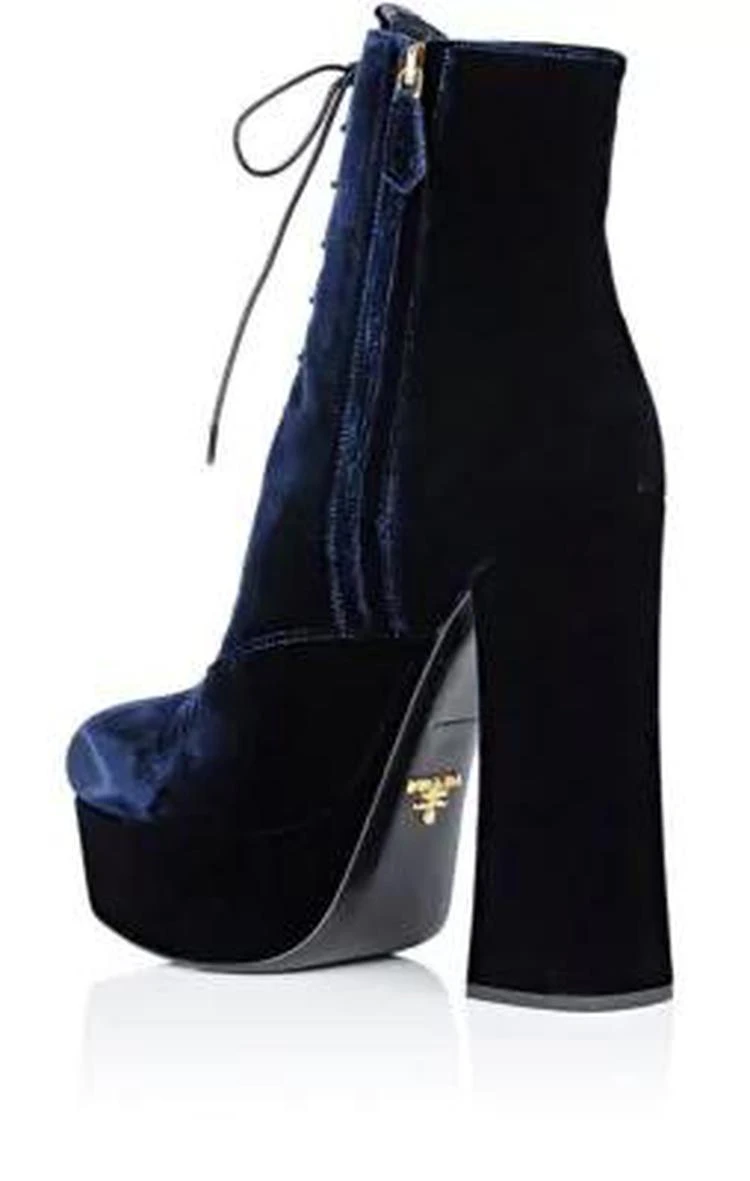 商品Prada|Velvet Platform Ankle Boots,价格¥2968,第3张图片详细描述