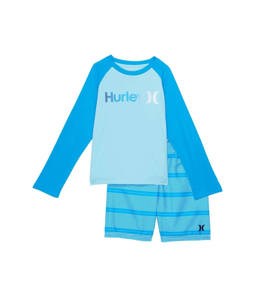 商品Hurley|UPF 50+ Long Sleeve T-Shirt & Swim Trunks Two-Piece Set (Little Kids),价格¥253,第1张图片