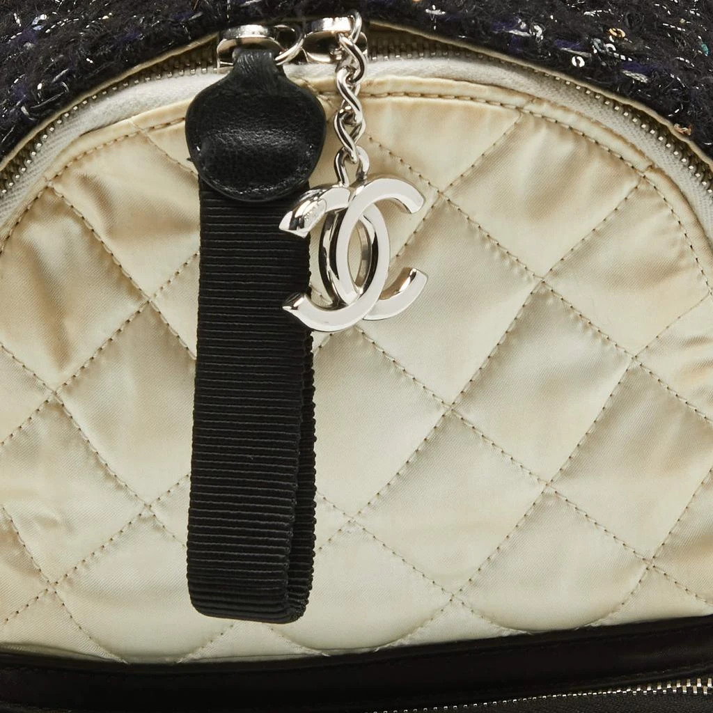 商品[二手商品] Chanel|Chanel Black/Off White Quilted Satin and Tweed Sequins Mini Backpack,价格¥3687,第5张图片详细描述