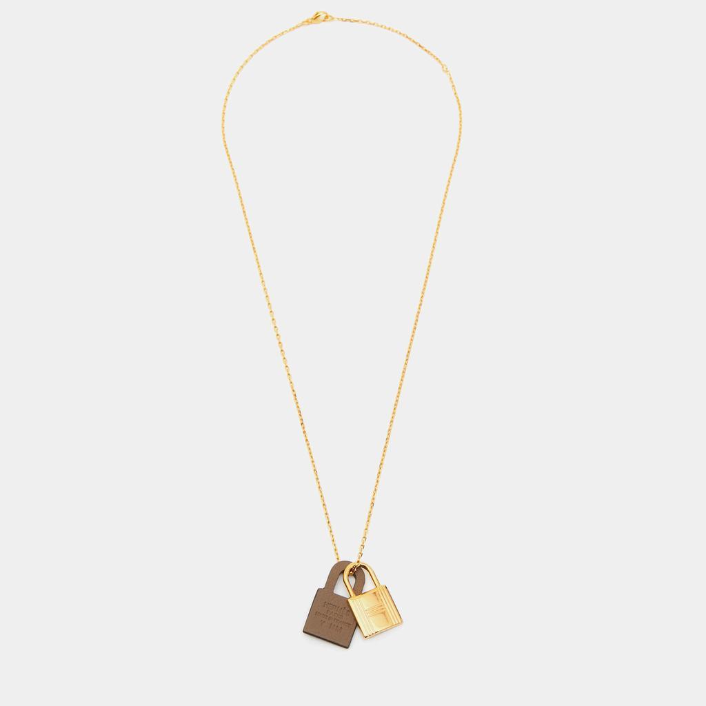 商品[二手商品] Hermes|Hermès Gold Plated & Leather O'Kelly Pendant Necklace,价格¥1727,第4张图片详细描述
