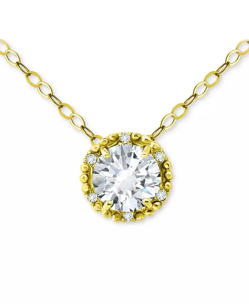 商品Giani Bernini|Cubic Zirconia Halo Pendant Necklace in 18k Gold-Plated Sterling Silver, 16" + 2" extender, Created for Macy's,价格¥573,第1张图片