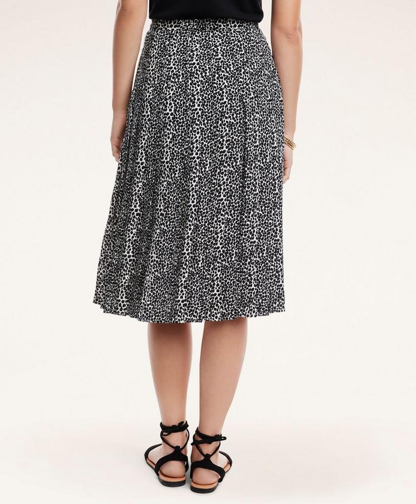 Crepe Pleated Neutral Print Midi Skirt商品第3张图片规格展示