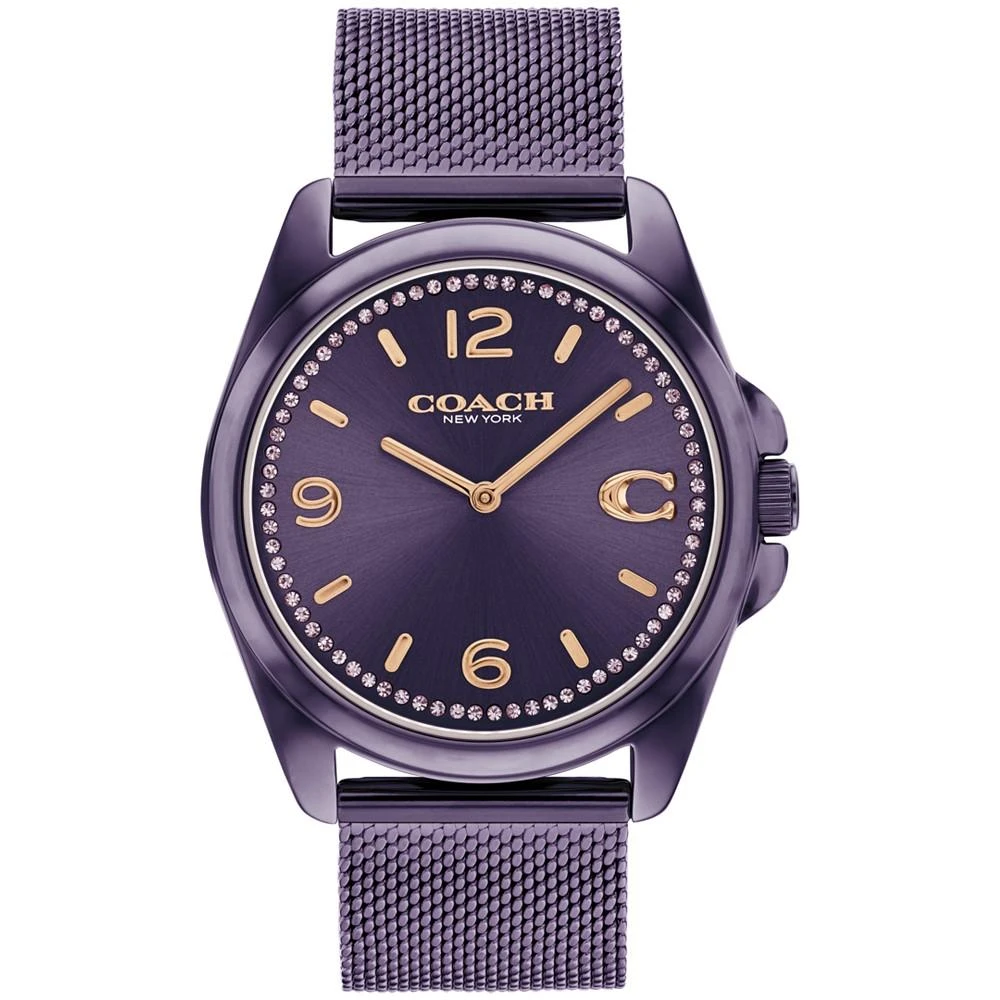 商品Coach|Women's Greyson Quartz Violet-Tone Stainless Steel Mesh Bracelet Watch 36mm,价格¥1330,第1张图片