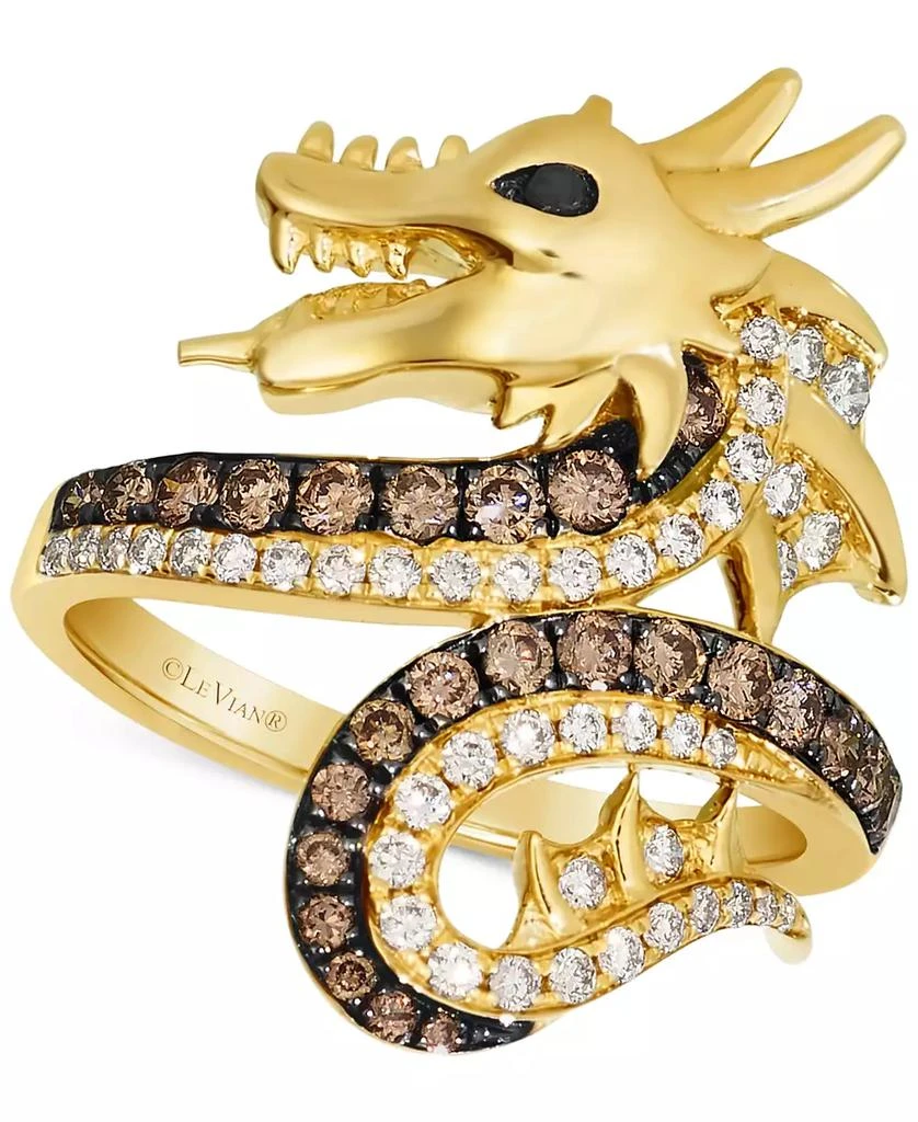 商品Le Vian|Chocolate Diamond, Nude Diamond, & Blackberry Diamond Dragon Ring (3/4 ct. t.w.) in 14k Gold,价格¥35481,第1张图片