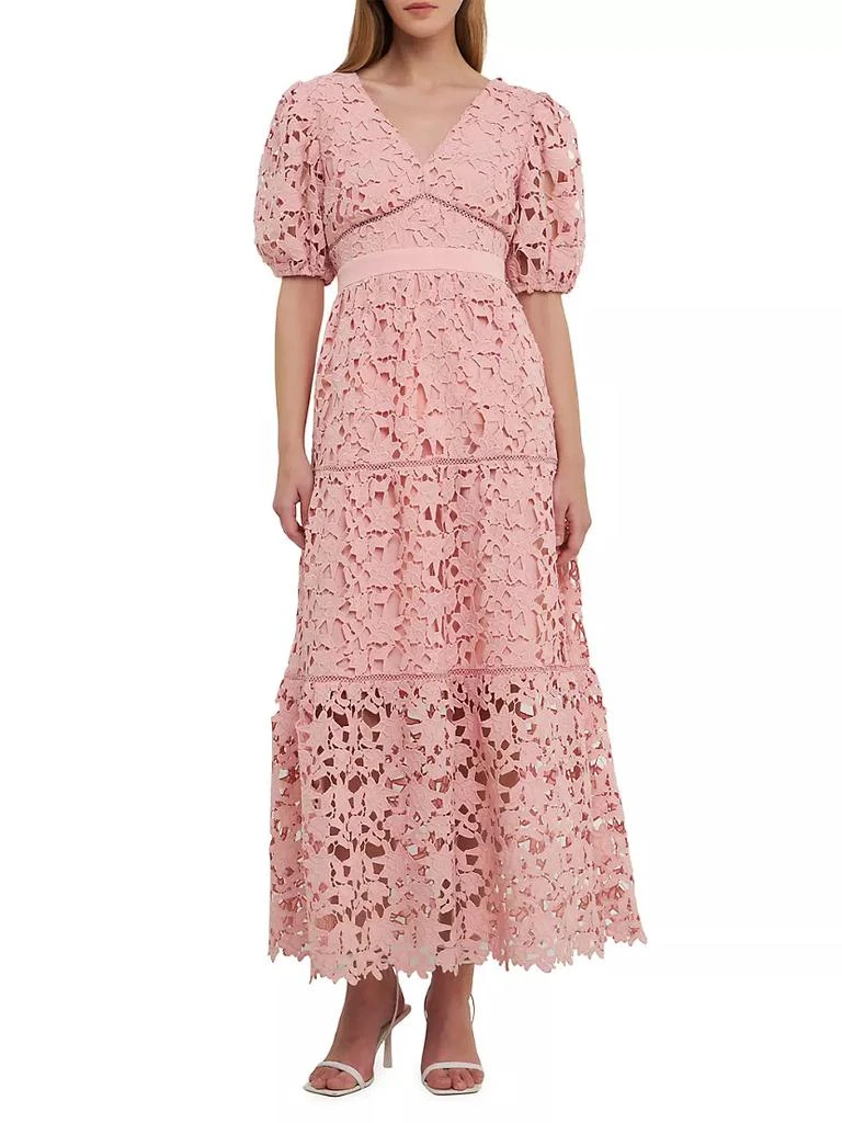 商品Endless Rose|Puff Sleeves Lace Tiered Maxi Dress,价格¥982,第2张图片详细描述