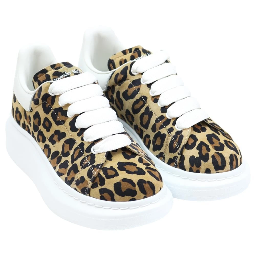 商品Alexander McQueen|Beige Leopard Print Chunky Trainers,价格¥1386,第1张图片