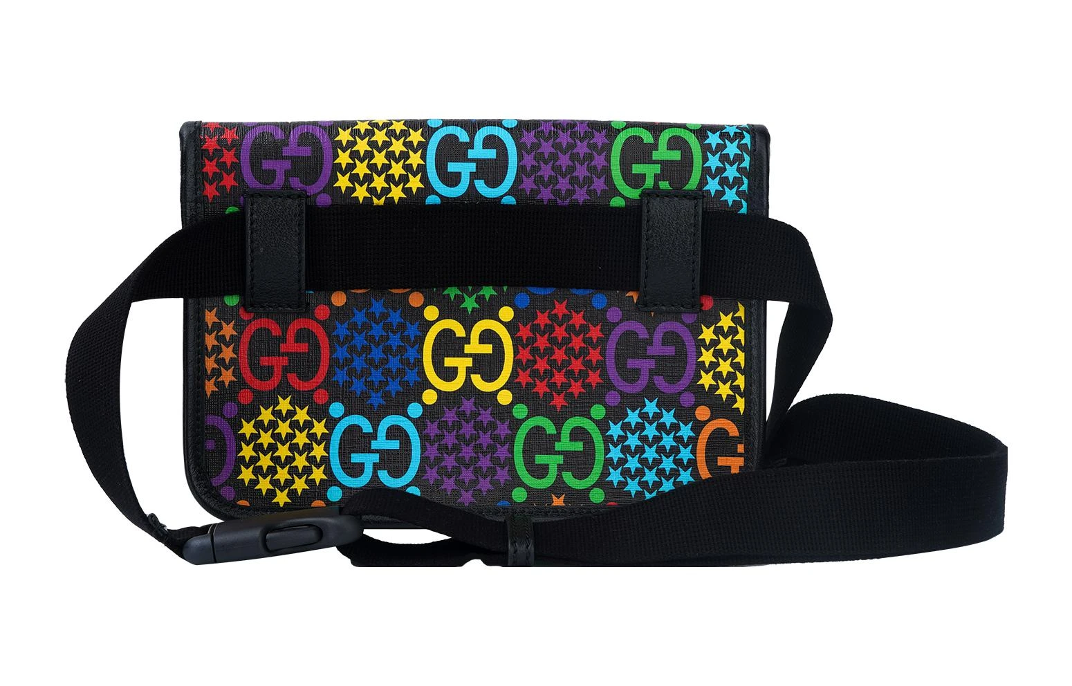 商品[国内直发] Gucci|古驰 Psychedelic魔幻跳跳糖彩色老花Logo 帆布拼皮 胸包腰包 男女同款 黑色/彩色,价格¥5736,第4张图片详细描述
