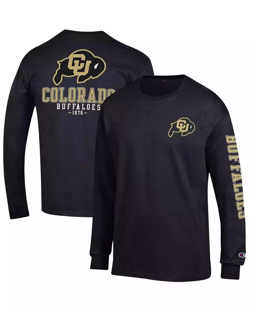 商品CHAMPION|Men's Black Colorado Buffaloes Team Stack Long Sleeve T-shirt,价格¥225,第1张图片