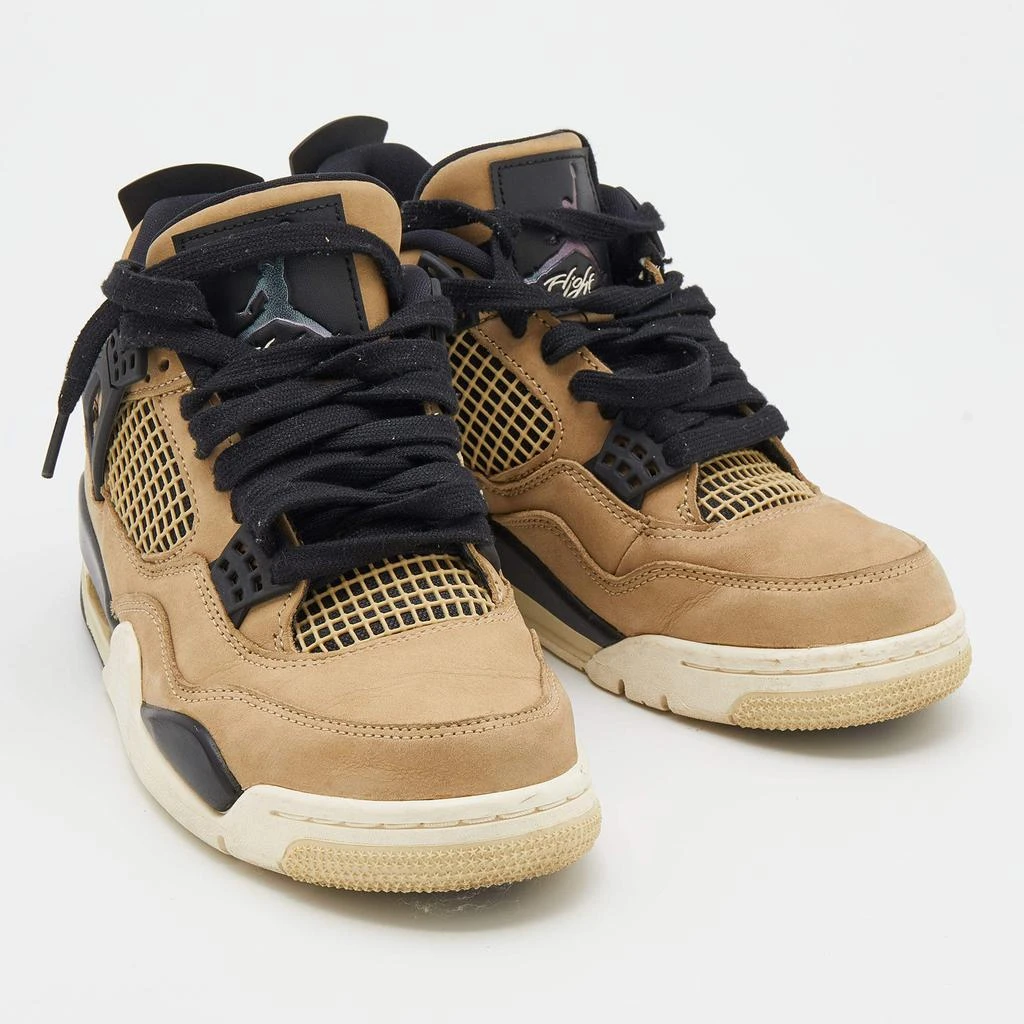 商品[二手商品] Jordan|Air Jordans Beige/Black Nubuck Leather and Rubber Retro 4 High Top Sneakers Size 37.5,价格¥1603,第4张图片详细描述