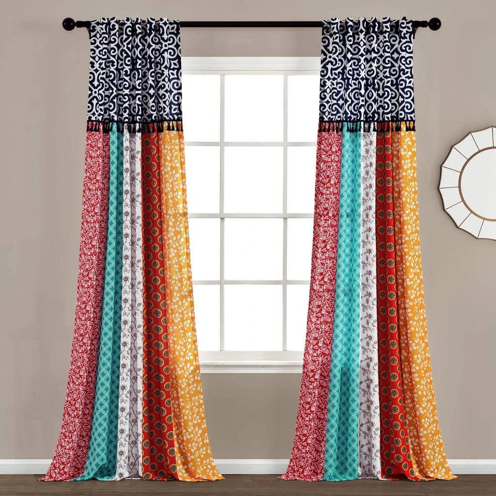 商品Lush Decor|Boho Patch Window Curtain Panel Set,价格¥441,第1张图片