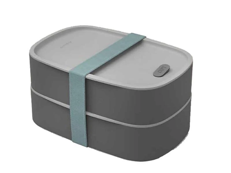 商品BergHOFF|Leo 3Pc 1.7Qt Dual Bento Box Set with Strap, Gray & Mint,价格¥358,第1张图片